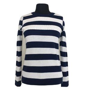 Wool Sweater  w/ Sequins Navy and White Striped Banana Republic Size XS